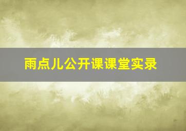 雨点儿公开课课堂实录