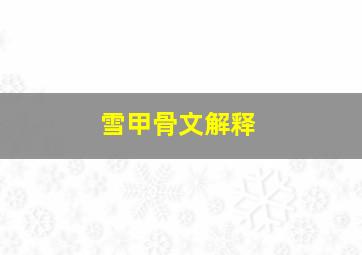 雪甲骨文解释