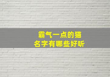 霸气一点的猫名字有哪些好听