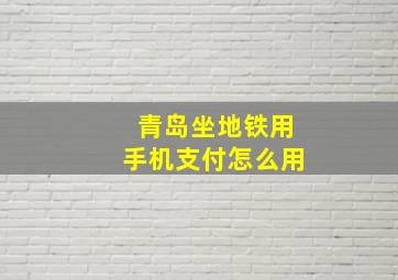 青岛坐地铁用手机支付怎么用