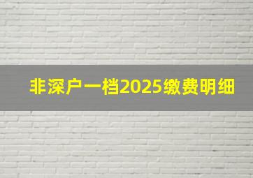 非深户一档2025缴费明细