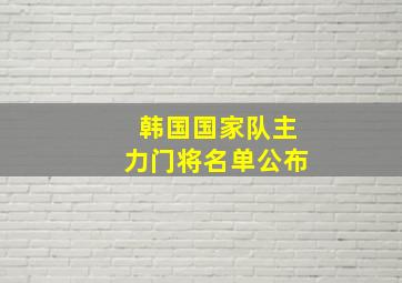 韩国国家队主力门将名单公布