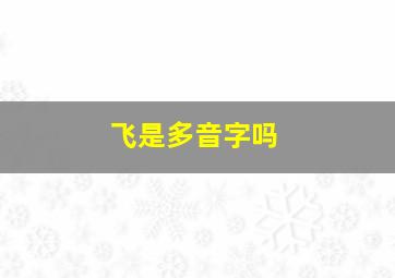 飞是多音字吗