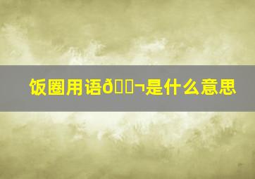 饭圈用语🚬是什么意思