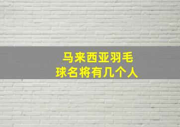 马来西亚羽毛球名将有几个人