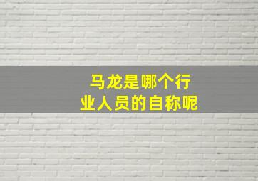 马龙是哪个行业人员的自称呢