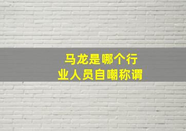 马龙是哪个行业人员自嘲称谓