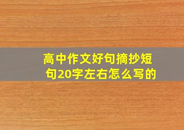 高中作文好句摘抄短句20字左右怎么写的