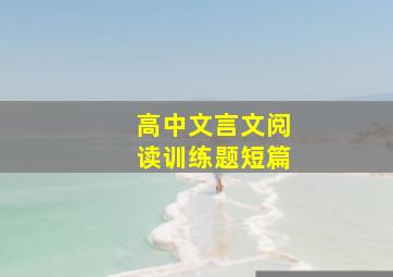 高中文言文阅读训练题短篇