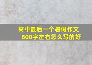 高中最后一个暑假作文800字左右怎么写的好