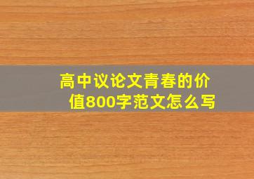 高中议论文青春的价值800字范文怎么写