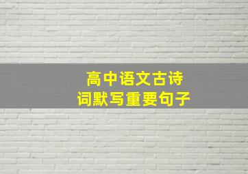 高中语文古诗词默写重要句子