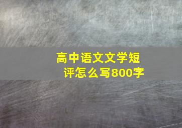 高中语文文学短评怎么写800字