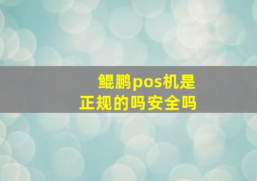 鲲鹏pos机是正规的吗安全吗