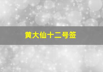 黄大仙十二号签