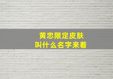 黄忠限定皮肤叫什么名字来着