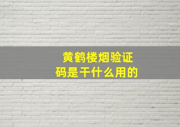 黄鹤楼烟验证码是干什么用的