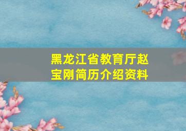 黑龙江省教育厅赵宝刚简历介绍资料