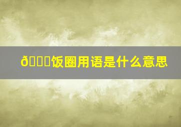 🍊饭圈用语是什么意思