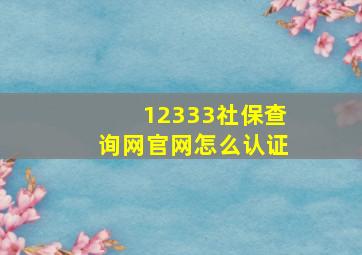 12333社保查询网官网怎么认证