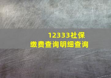 12333社保缴费查询明细查询