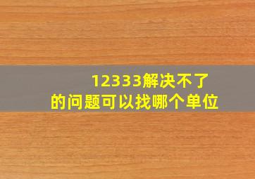 12333解决不了的问题可以找哪个单位