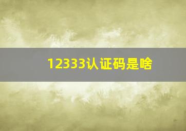 12333认证码是啥