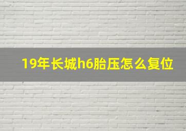 19年长城h6胎压怎么复位