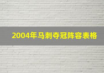 2004年马刺夺冠阵容表格