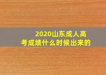 2020山东成人高考成绩什么时候出来的