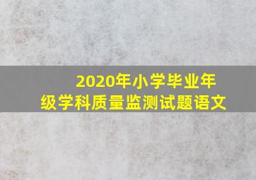 2020年小学毕业年级学科质量监测试题语文