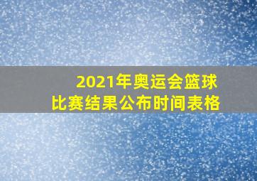 2021年奥运会篮球比赛结果公布时间表格