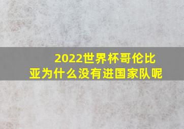 2022世界杯哥伦比亚为什么没有进国家队呢