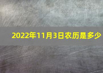 2022年11月3日农历是多少