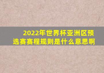 2022年世界杯亚洲区预选赛赛程规则是什么意思啊