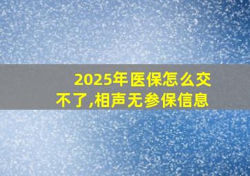 2025年医保怎么交不了,相声无参保信息