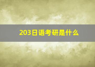 203日语考研是什么