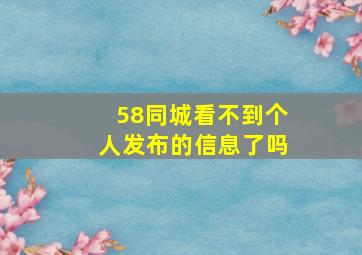 58同城看不到个人发布的信息了吗