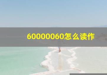 60000060怎么读作