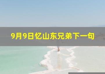 9月9日忆山东兄弟下一句