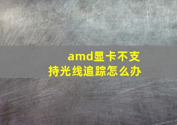 amd显卡不支持光线追踪怎么办