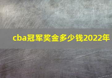 cba冠军奖金多少钱2022年