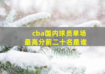 cba国内球员单场最高分前二十名是谁