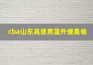 cba山东高速男篮外援是谁