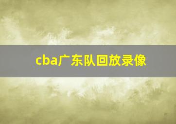 cba广东队回放录像