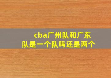 cba广州队和广东队是一个队吗还是两个