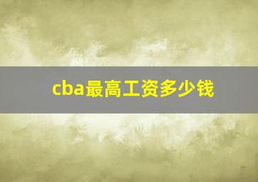 cba最高工资多少钱