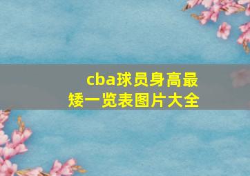 cba球员身高最矮一览表图片大全