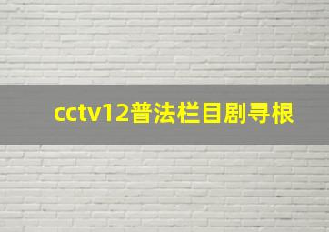 cctv12普法栏目剧寻根