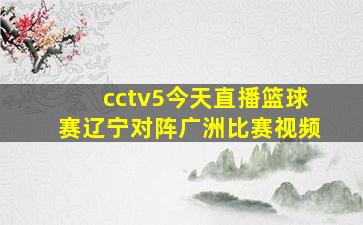 cctv5今天直播篮球赛辽宁对阵广洲比赛视频